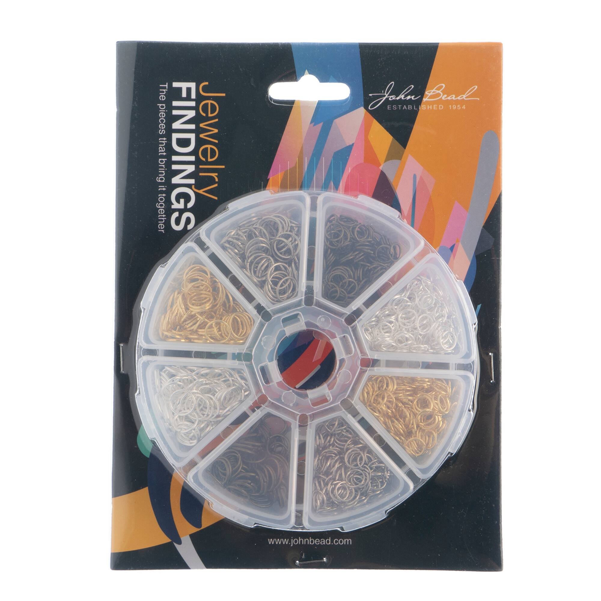 John Bead Jump Rings Assortment Round 8 Slot Jewelry Making Kit, 1200ct.